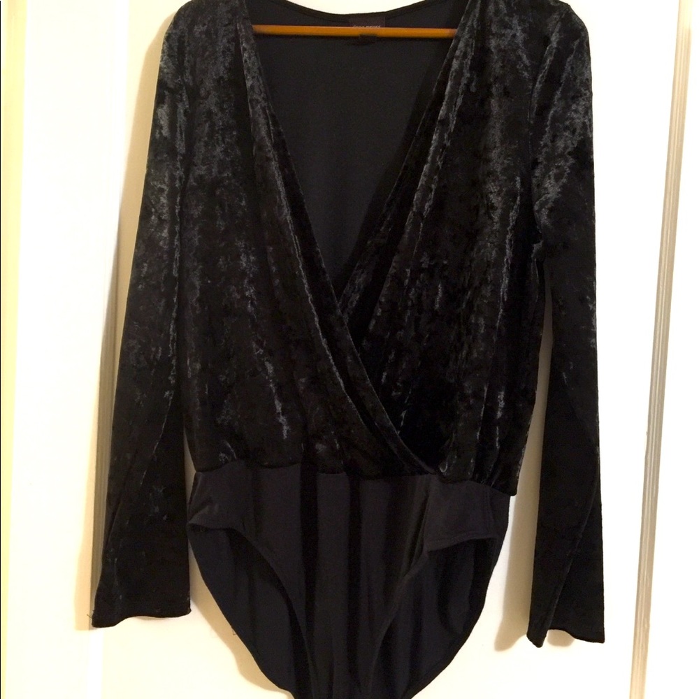 Crushed Velvet Low Cut Bodysuit